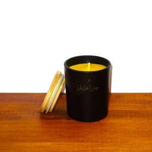 Vela aroma floral vaso negro