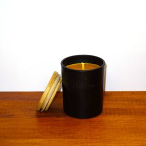 Vela aroma miel vaso negro