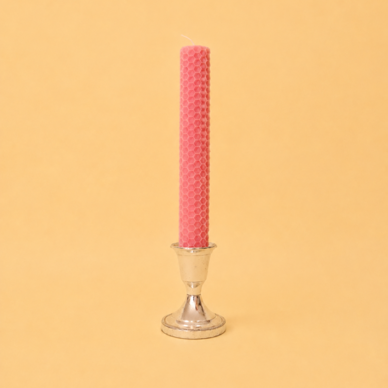 Vela de panal de cera de abeja artesanal rosa