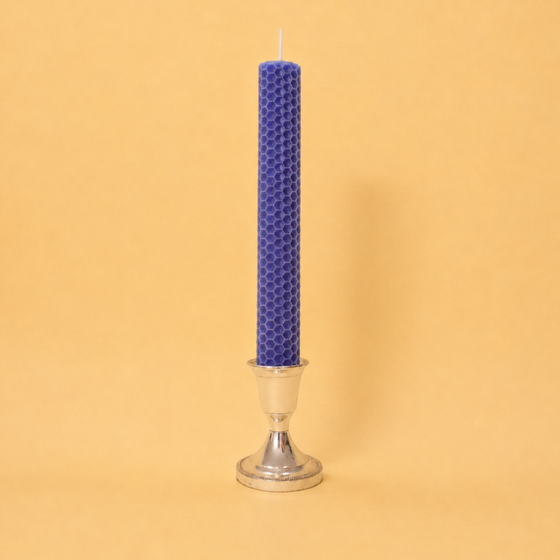 Vela de panal de cera de abeja azul